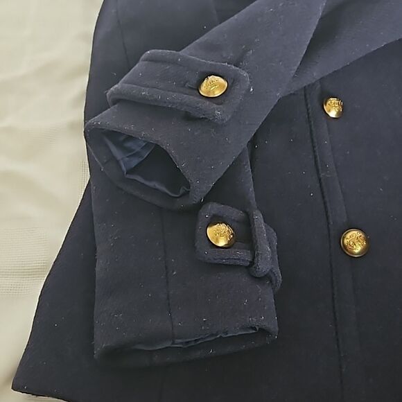 Banana Republic Women's Double Breasted Wool Coat Navy Blue Size 4 - Picture 14 of 16